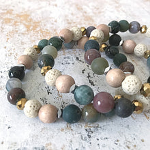 Load image into Gallery viewer, Essential Oil Diffusing Bracelet | Lava Bead + Gemstone Diffuser Bracelet | Aromatherapy Bracelet | Anxiety &amp; Stress Relief Energy