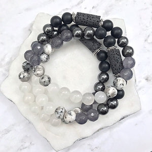 LIVE BY THE MOON (Moon Phase)  Gemstone & Lava Bead Diffuser Bracelet