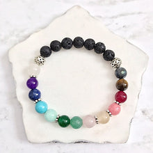 Load image into Gallery viewer, ALIGN YOURSELF : 7 Chakra Gemstone + Lava Bead Diffuser Bracelet