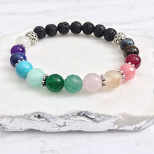 Load image into Gallery viewer, ALIGN YOURSELF : 7 Chakra Gemstone + Lava Bead Diffuser Bracelet