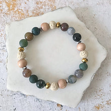 Load image into Gallery viewer, Essential Oil Diffusing Bracelet | Lava Bead + Gemstone Diffuser Bracelet | Aromatherapy Bracelet | Anxiety &amp; Stress Relief Energy